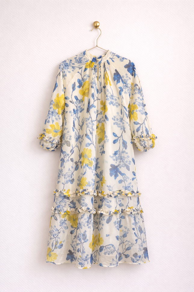 Floral Printed Tiered Gown