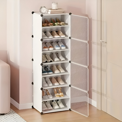 Multi Tier Shoe Rack with Cover, Shoe Cabinet with Doors