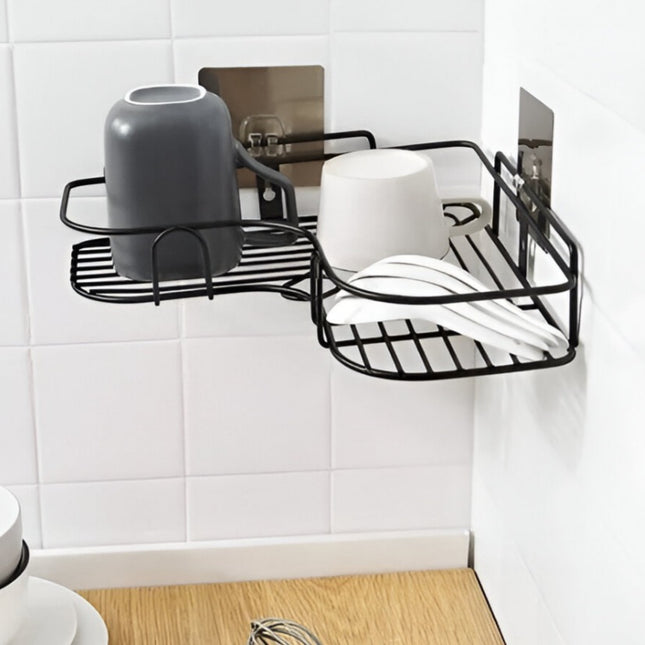 Wall Mounted Bathroom Corner Shelf - Self Adhesive Quick Installation Shampoo Rack