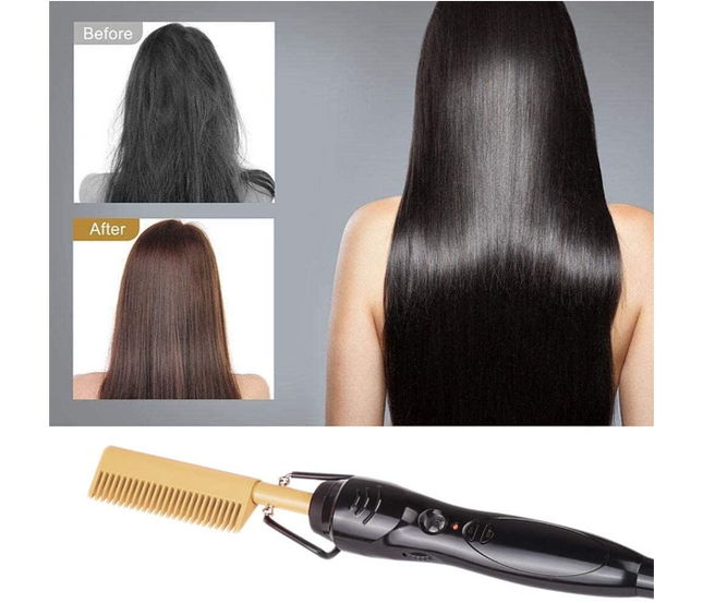 Gold Ceramic Professional Press Comb - The Ultimate Tool for Smooth, Unruly Hair