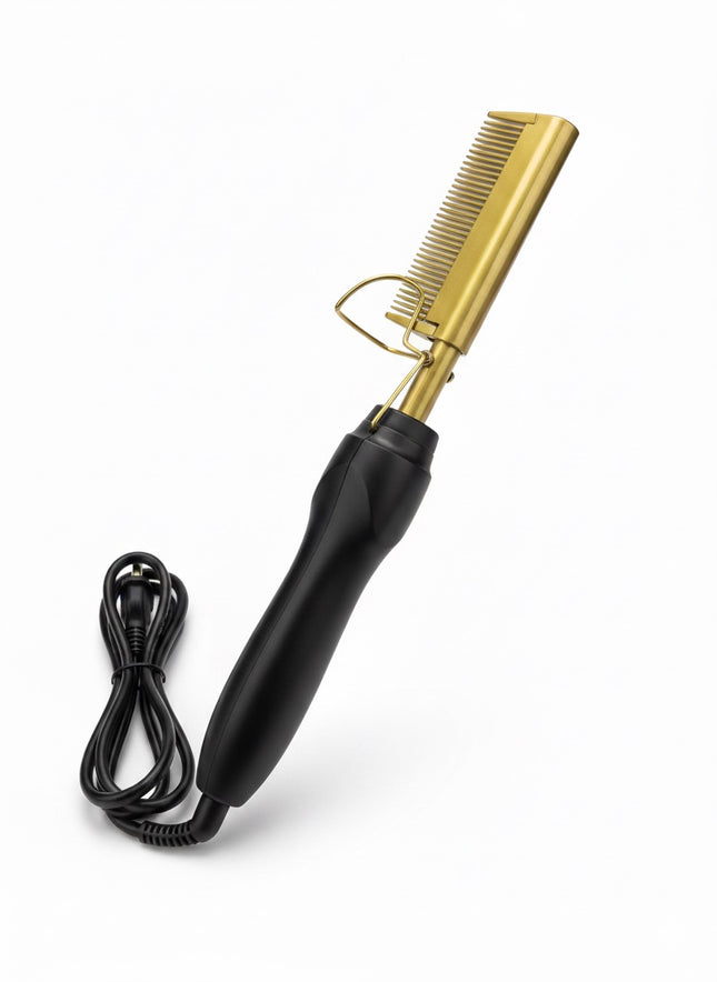 Gold Ceramic Professional Press Comb - The Ultimate Tool for Smooth, Unruly Hair