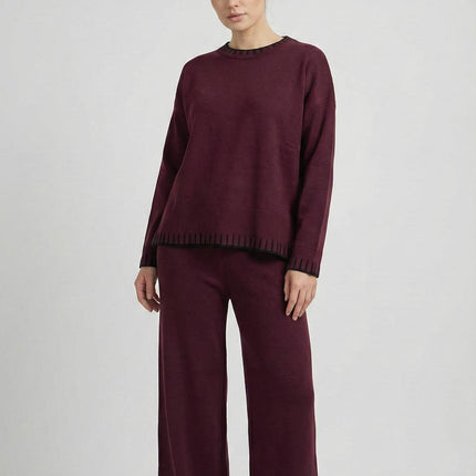 Chic Knit Loungewear Set: Oversized Sweater & Wide-Leg Trousers