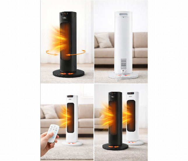 Tobi Rotating Tower Heater Electric Room Heater With Adjustable Heat Assorted Colors