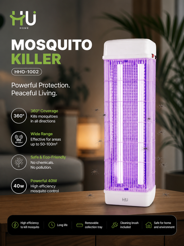 HU Home Mosquito Killer HHO-1002 – 40W Electric Insect Killer (360° Coverage)