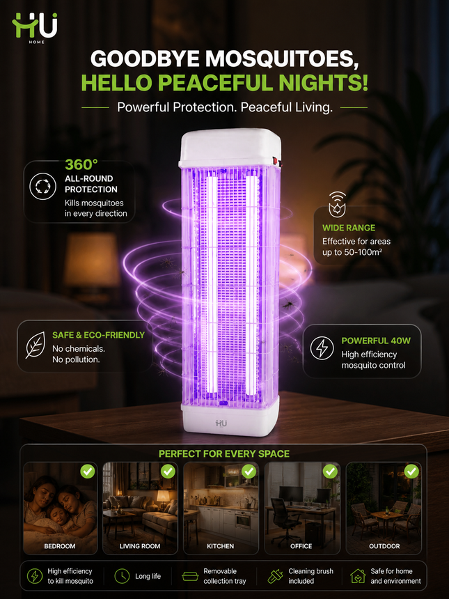 HU Home Mosquito Killer HHO-1002 – 40W Electric Insect Killer (360° Coverage)