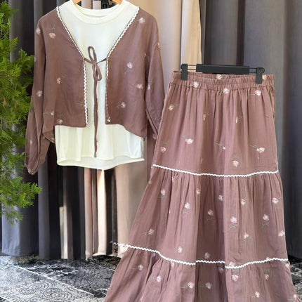 Floral Tiered Maxi Skirt & Crop Jacket Set