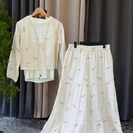 Floral Tiered Maxi Skirt & Crop Jacket Set