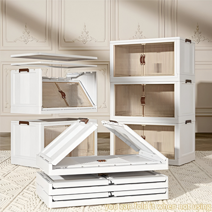 Multi-Layer Stackable Portable Folding Storage Cabinet with Wheels