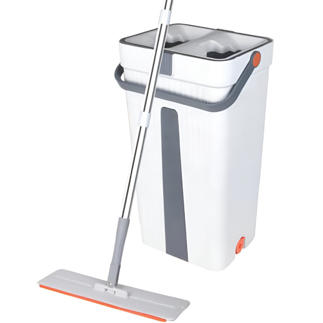 Flat Floor Mop and Bucket Set, Hands Free Squeezing Mop with Extendable Long Handle