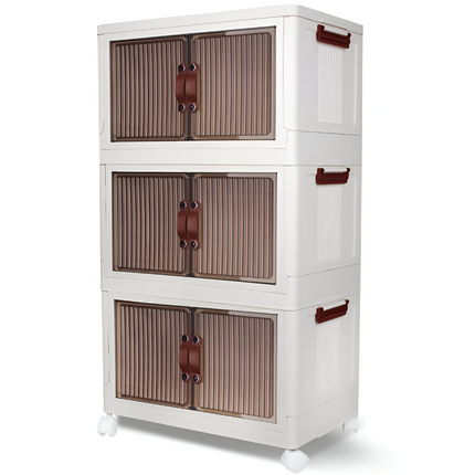 Multi-Layer Stackable Portable Folding Storage Cabinet with Wheels