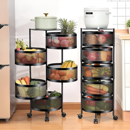 Multi Layer Rotating Round Shaped Kitchen Storage Organizer Rack