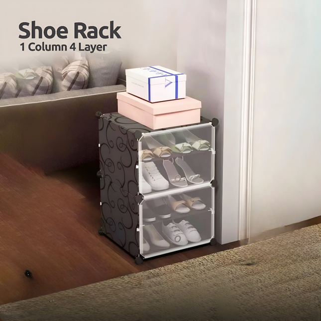 Multi Tier Shoe Rack with Cover, Shoe Cabinet with Doors
