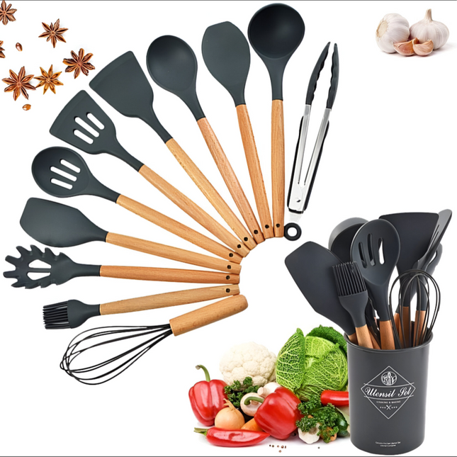 12 Pcs Non Stick Silicone Kitchenware Utensils Cookware Set