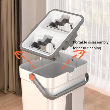 Flat Floor Mop and Bucket Set, Hands Free Squeezing Mop with Extendable Long Handle