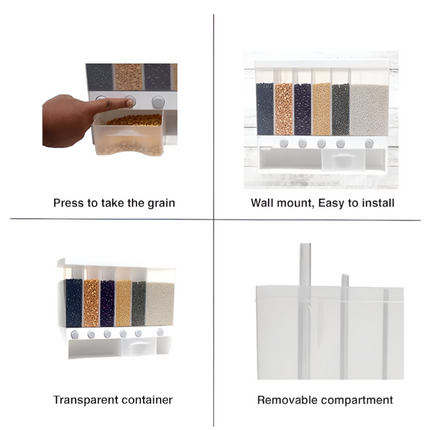 Multi-Section Cereal & Grain Dispenser – Dry Food Storage Container