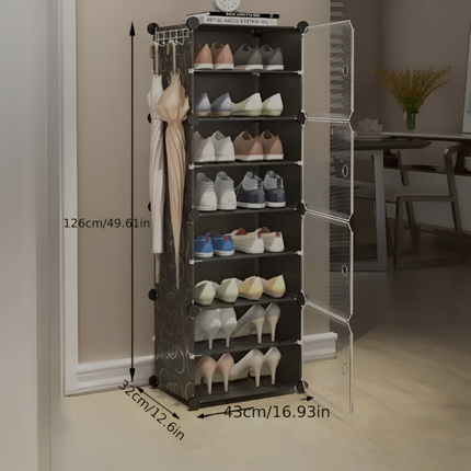 Multi Tier Shoe Rack with Cover, Shoe Cabinet with Doors